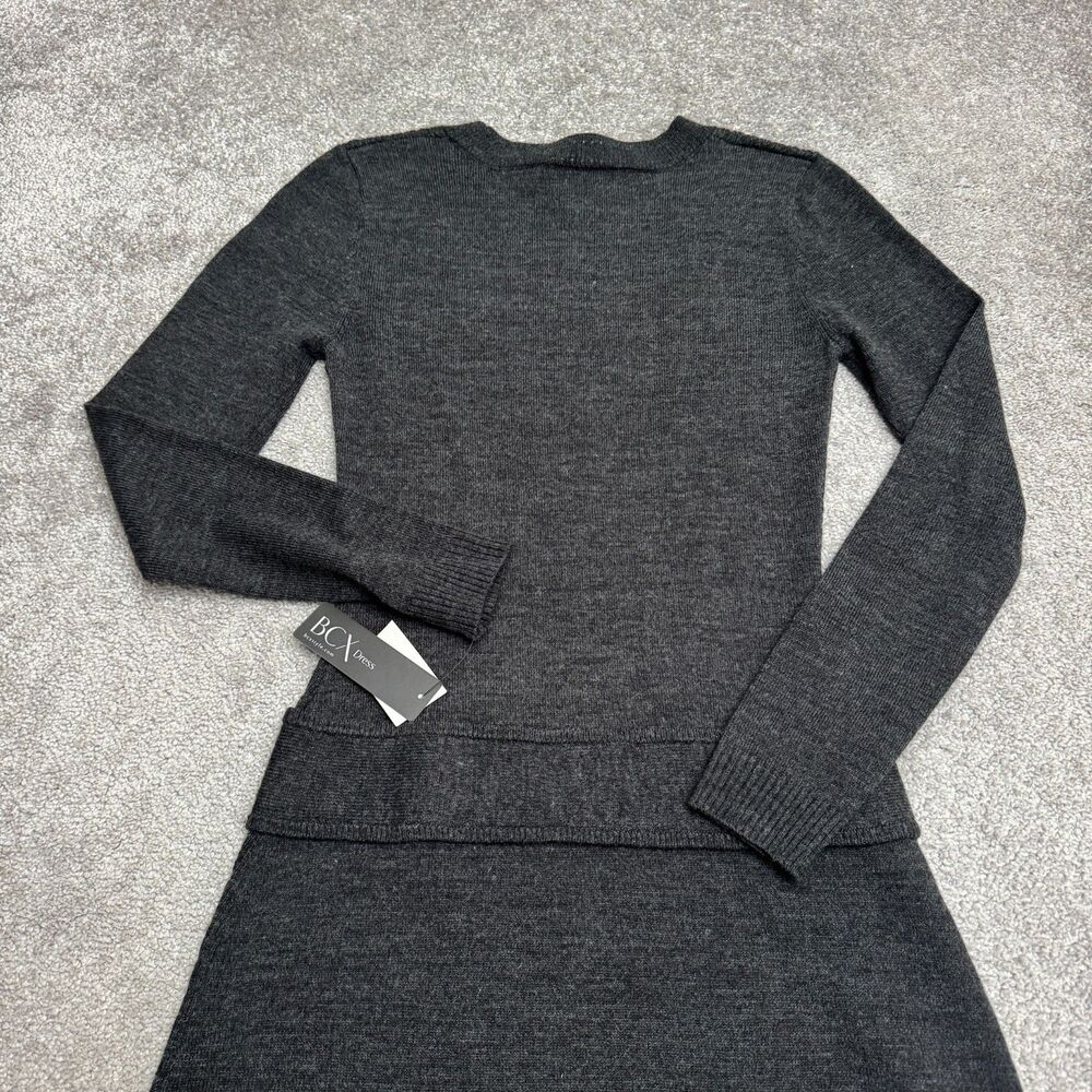 BCX Downtime A-Line Sweater Dress Womens Small smoke Gray Crew Neck Acrylic NWT - Picture 3 of 15